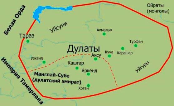 Карта с обозначениями завоеваний Чингисхана